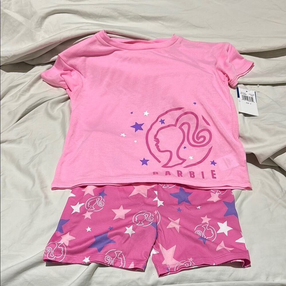Barbie 8 Pink Pajama Set with Star Motifs nwt flame retardant new